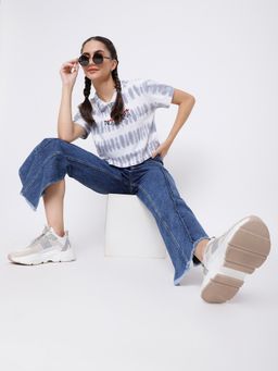 Belliskey - Womens Mid Blue Denim Straight Fit Solid Jeans