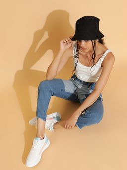 Belliskey - Womens Light Blue Denim Solid Boyfriend Fit Jeans