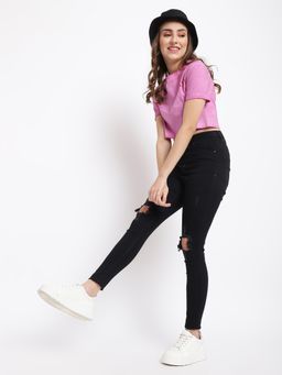 Belliskey - Womens Solid Black Denim Skinny Fit Stretchable Jeans