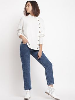 Belliskey - Womens Dark Blue Mom Fit Denim Jeans