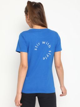 Belliskey - Blue Short Sleeve Cotton Casual T-Shirt for Women