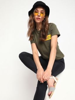 Belliskey - Women Round Neck Half Sleeve Cotton Green T-Shirt