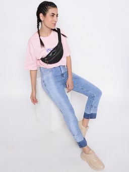 Belliskey - Womens Light Blue Denim Straight Fit Solid Jeans