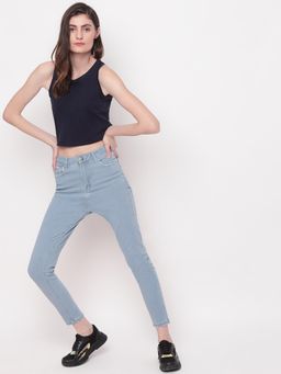 Belliskey - Women Light Blue High Waist Slim Fit Denim Jeans