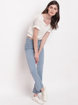 Belliskey - Women Light Blue Boot Cut Denim Jeans