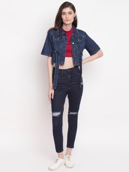 Belliskey - Women Dark Blue Denim Solid Jacket (Set of 2)