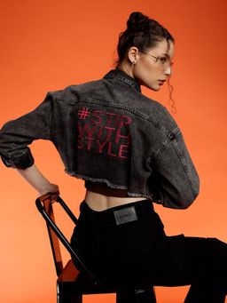 Belliskey - Black Denim Jacket Stylish Durable and Ideal for Women