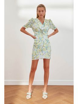 Trendyol - Multi Floral Puff Sleeve Mini Dress