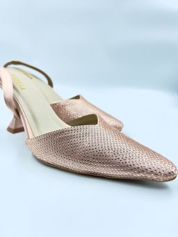 ELVIRAA - Rhinestone Closed Toe Mules Heels Rose Gold