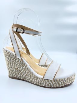 ELVIRAA - Jute Covered Wedges Heels White