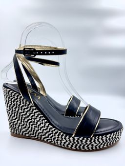 ELVIRAA - Jute Covered Wedges Heels Black