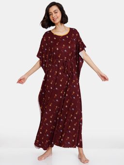 Zivame - Dear Rosie Knit Poly Full Length Nightdress - Fig