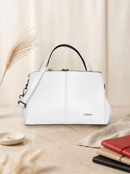 ESBEDA - White Retro Chic Frame Handbag with Detachable Strap (M)