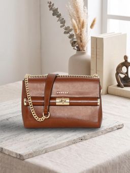 ESBEDA - Brown Twist Lock Elegance Handbag (L)
