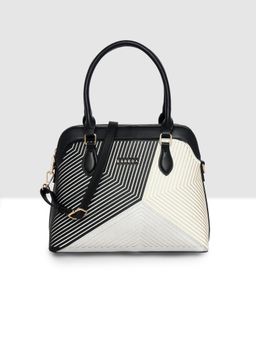 ESBEDA - Black Geo Texture Structured Handbag with Detachable Strap (M)