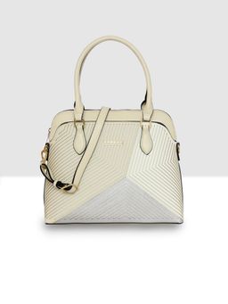 ESBEDA - Beige Geo Texture Structured Handbag with Detachable Strap (M)
