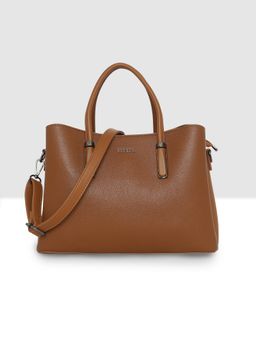 ESBEDA - Tan Classic Pebble Texture Handbag with Detachable Strap (M)