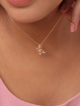 Mia by Tanishq - Heartful Flutter 14 KT Rose Gold & Diamond Pendant