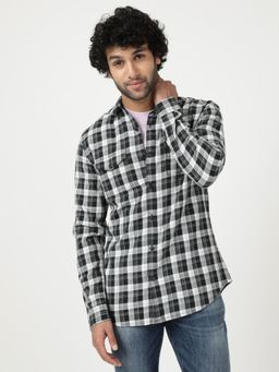 Wrangler - Men Checked Black Shirt (Regular)
