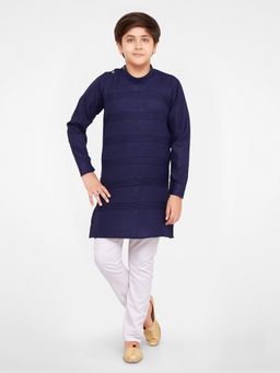 Jeetethnics - Boys Navy Blue Kurta Pyjama Set (Set of 2)