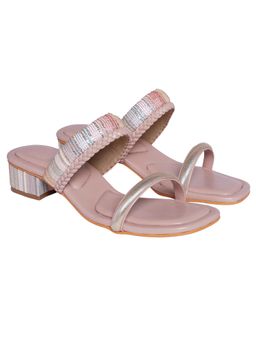 Veruschka By Payal Kothari - Textured Pink Basundi Block Heels