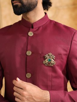 Cosa Nostraa - Men Gold Crowned Stallions Brooch