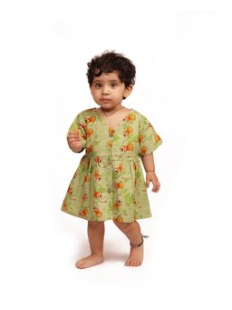 Bhaakur - Green Damru Organic Cotton Knee Length Frock
