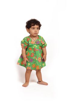 Bhaakur - Green Spring Floral Organic Cotton Frock