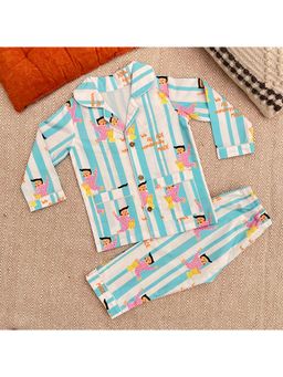 Bhaakur - Blue Organic Cotton We Are All Wonderfully Made Shirt with Pyjama