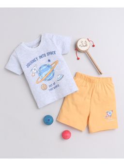 Bumzee - Orange & Grey Boys Half Sleeves T-Shirt & Shorts