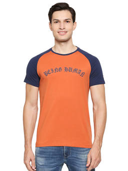 Being Human - Men Orange Printed T-Shirt