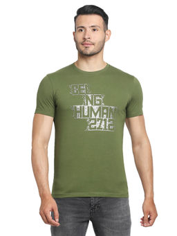 Being Human - Men Olive Printed T-Shirt