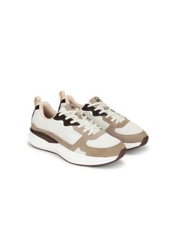 United Colors of Benetton - Colorblock Lace-Up Round Toe Athletic Sneakers - Beige