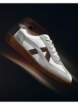 Bewakoof - Mens Grey and White Rippers Asphalt Color Block Low-Top Sneakers