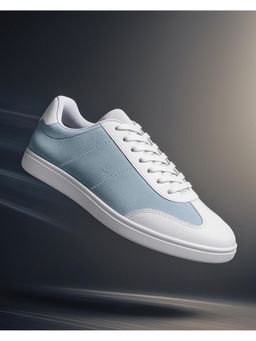 Bewakoof - Mens Pastel Blue and White Color Block Low-Top Sneakers