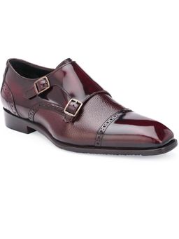 HARRYKSON LONDON - Mens Double Italian Leather Formal Monk Straps - Maroon