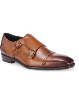 HARRYKSON LONDON - Mens Double Italian Leather Formal Monk Straps - Tan