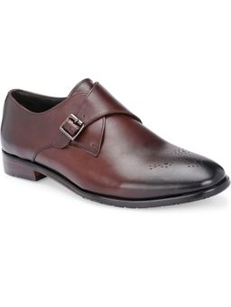 HARRYKSON LONDON - Mens Italian Leather Single Formal Monk Straps - Brown