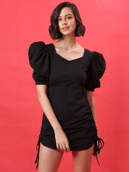 PINACOLADA - Women Solid Black Butterfly Sleeves Stylish Casual Dresses