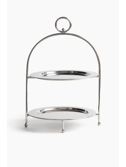 H&M - Silver Two-Tiered Stainless Steel Cake Stand