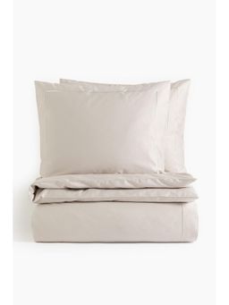 H&M - Beige Cotton Sateen Double/King Duvet Cover Set