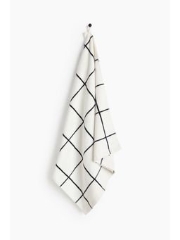 H&M - White Grid-Patterned Bath Towel