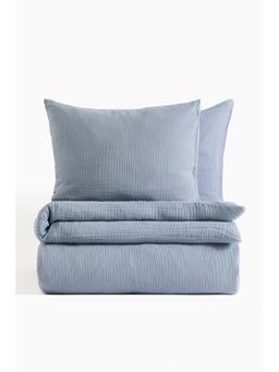 H&M - Blue Muslin Double/King Duvet Cover Set