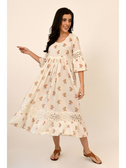 Naina Arunima - Ivory Dress with Gathers and Yoke
