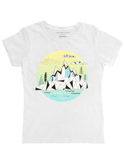THREADCURRY - Giant Mountains Girls Graphic Printed T-Shirt - White