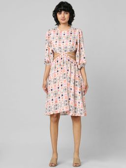 ONLY - Pink Abstract Print Cut-Out Dress