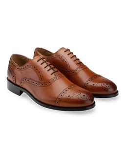 HATS OFF ACCESSORIES - Genuine Leather Tan Lace Up Oxfords