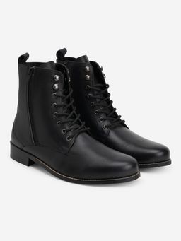 HATS OFF ACCESSORIES - Men Mid-Top Black Leather Regular Boots