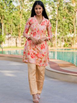 HOUSE OF JAMOTI - Peach Printed Kurta and Pants (Set of 2)