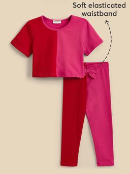 Hopscotch - 2-Pc Bow-Tied Colorblock Legging Set
